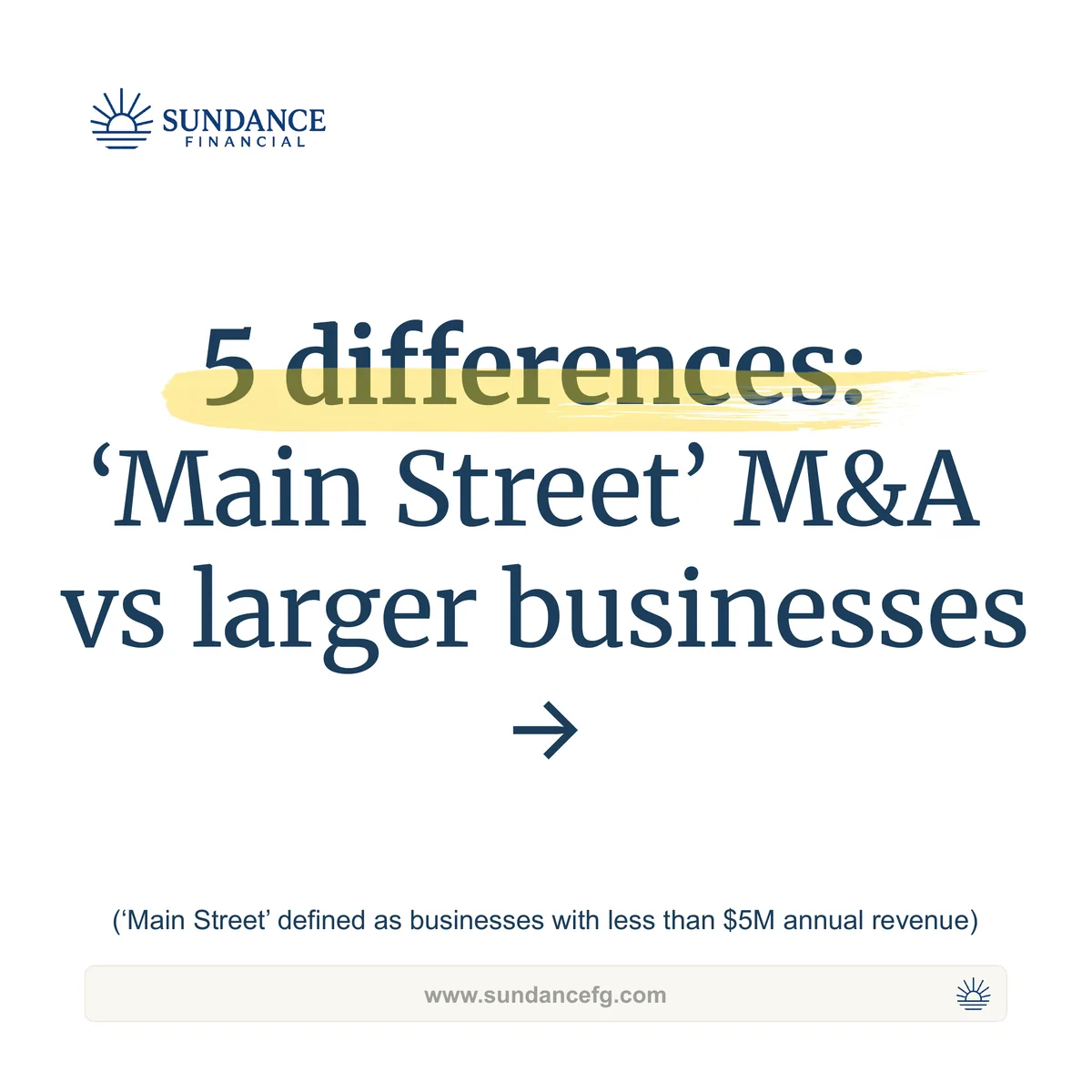 Title slide: 5 differences between 'Main Street' M&A and larger businesses
