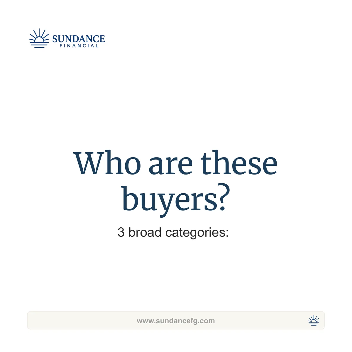 Title slide: who are these buyers? 3 broad categories